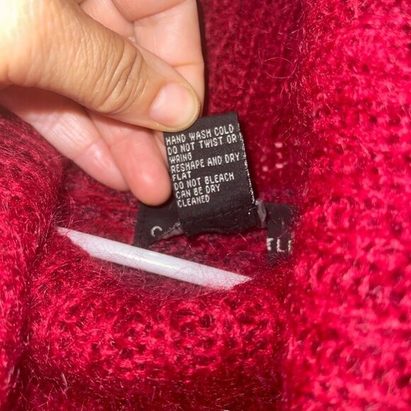 Carole Little Vintage Womens Sweater Size Medium Burgundy Mohair Blend Cowl Neck - Picture 4 of 10